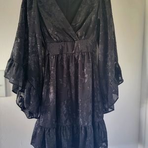 Black glittery bell sleeve dress